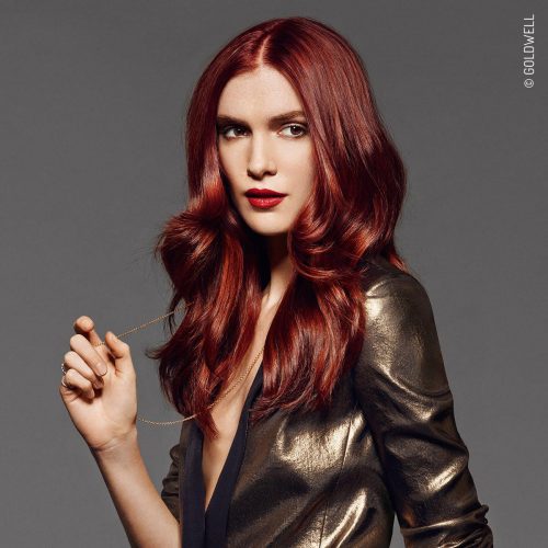 The Glowing Mahogany Service! Red hair colour for women at Element Hair Waterloo
