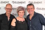 Nick Arrojo (right) with Owners/Directors of Element Hair Waterloo, Lance and Kim Nielsen